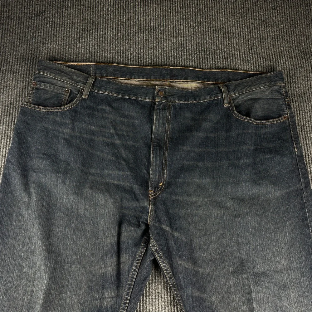Levis 505 Regular Fit Dark Wash Denim Jeans Mens 50x30 Blue Straight Leg 2931